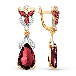 Серьги из красного золота с гранатами