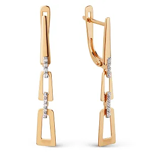 Серьги из красного золота с фианитами