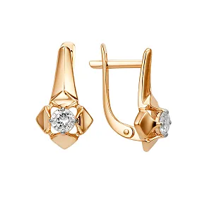 Серьги из красного золота с фианитами