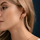 Серьги пусеты из красного золота с фианитами