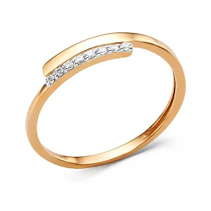 Кольцо из красного золота с фианитами