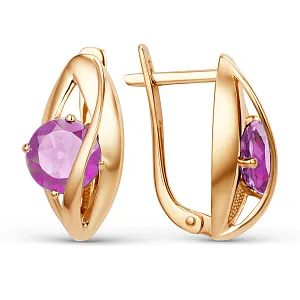 Серьги из красного золота с аметистами