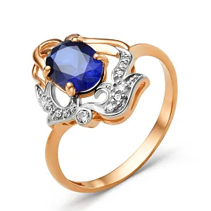 Кольцо из красного золота с корундом