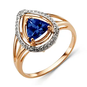 Кольцо из красного золота с корундом