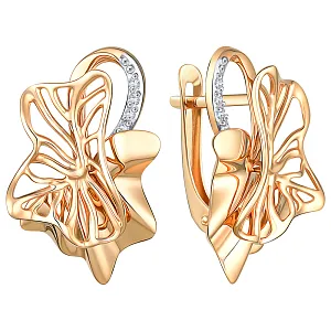 Серьги из красного золота с фианитами