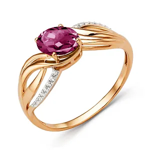 Кольцо из красного золота с корундом