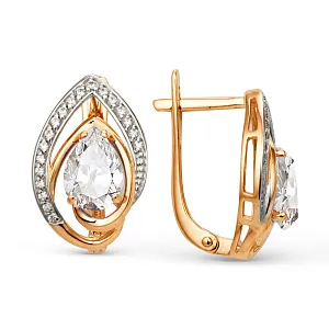 Серьги из красного золота с фианитами