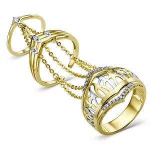 Кольцо из желтого золота с фианитами