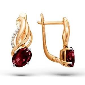 Серьги из красного золота с гранатами