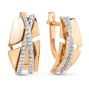 Серьги из красного золота с фианитами