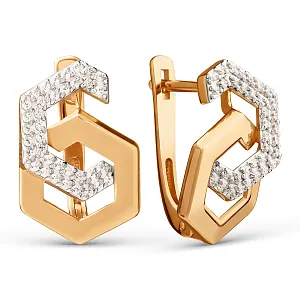 Серьги из красного золота с фианитами