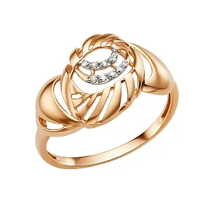 Кольцо из красного золота с фианитами