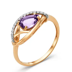 Кольцо из красного золота с аметистом