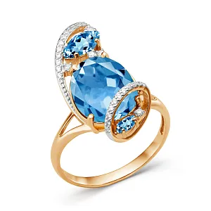 Кольцо из красного золота с swiss топазами