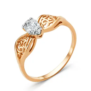 Кольцо из красного золота с фианитом