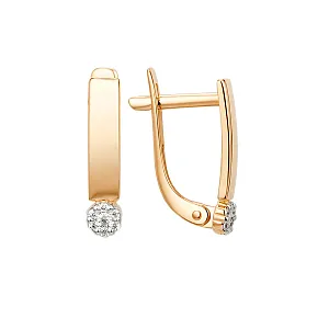 Серьги из красного золота с фианитами