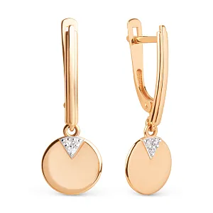 Серьги из красного золота с фианитами