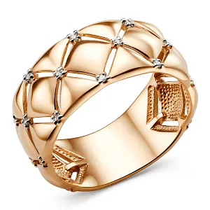 Кольцо из красного золота с фианитами