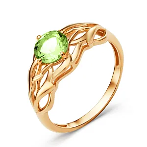 Кольцо из красного золота с хризолитом