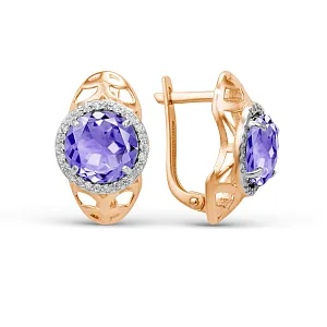 Серьги из красного золота с аметистами