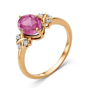 Кольцо из красного золота с корундом