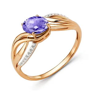 Кольцо из красного золота с аметистом