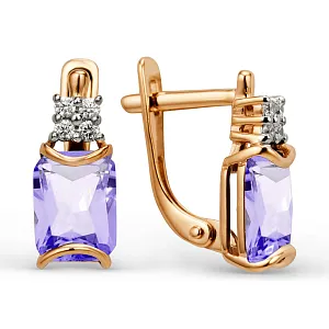 Серьги из красного золота с аметистами