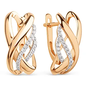 Серьги из красного золота с фианитами