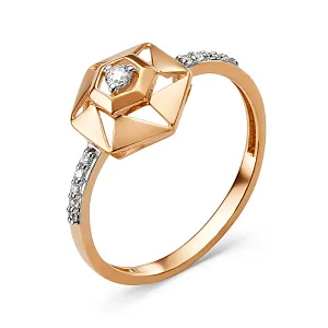 Кольцо из красного золота с фианитами