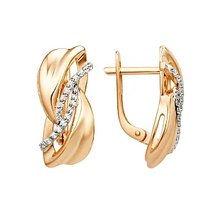 Серьги из красного золота с фианитами