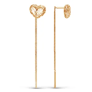 Серьги продевки из красного золота