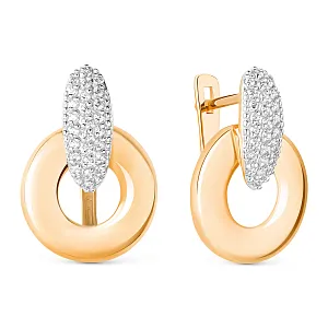 Серьги из красного золота с фианитами