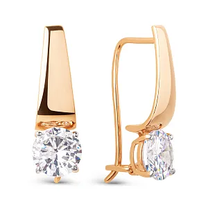 Серьги из красного золота с фианитами