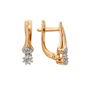 Серьги из красного золота с фианитами