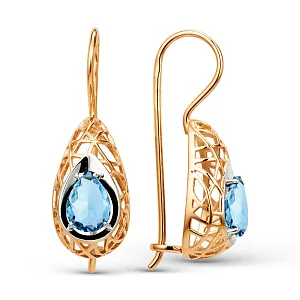 Серьги из красного золота с swiss топазами