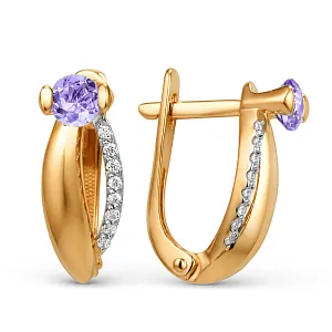 Серьги из красного золота с аметистами