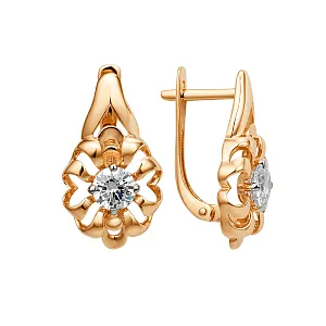 Серьги из красного золота с фианитами