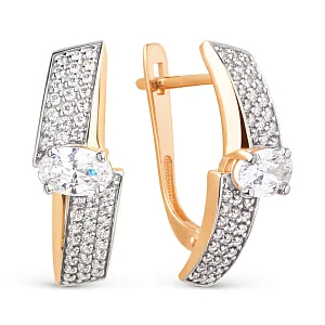 Серьги из красного золота с фианитами