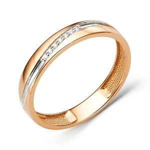 Кольцо из красного золота с фианитами