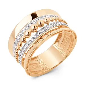 Кольцо из красного золота с фианитами