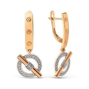 Серьги из красного золота с фианитами