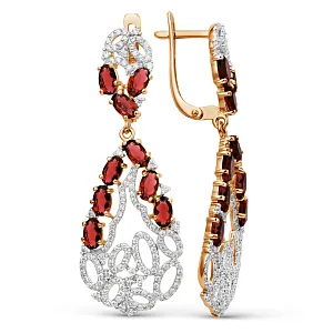 Серьги из красного золота с гранатами