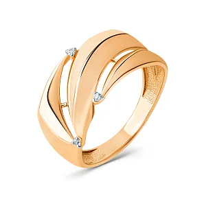 Кольцо из красного золота с фианитами