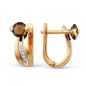 Серьги из красного золота с раухтопазами