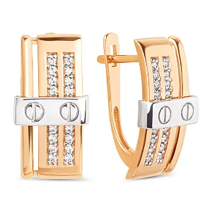 Серьги из красного золота с фианитами