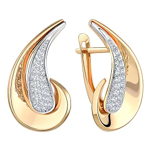 Серьги из красного золота с фианитами