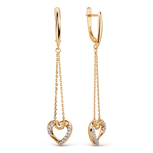 Серьги из красного золота с фианитами