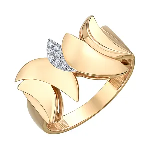 Кольцо из красного золота с фианитами