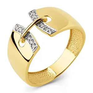 Кольцо из желтого золота с фианитами