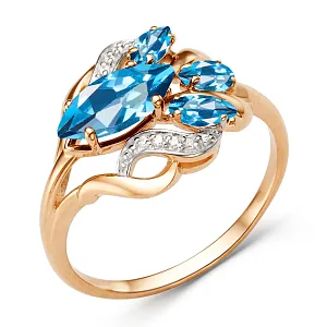 Кольцо из красного золота с топазом